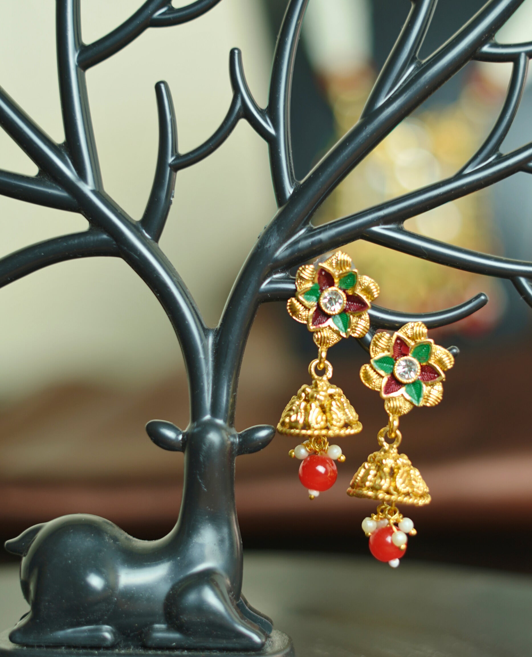 LATA VOGUE MOR RANI HAAR GOLD PLATED WITH EARRING