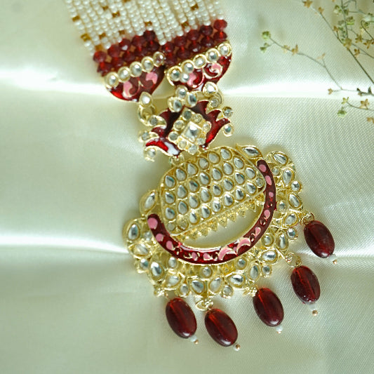 LATA VOGUE WHITE STONE RANI HAAR GOLD PLATED WITH EARRING