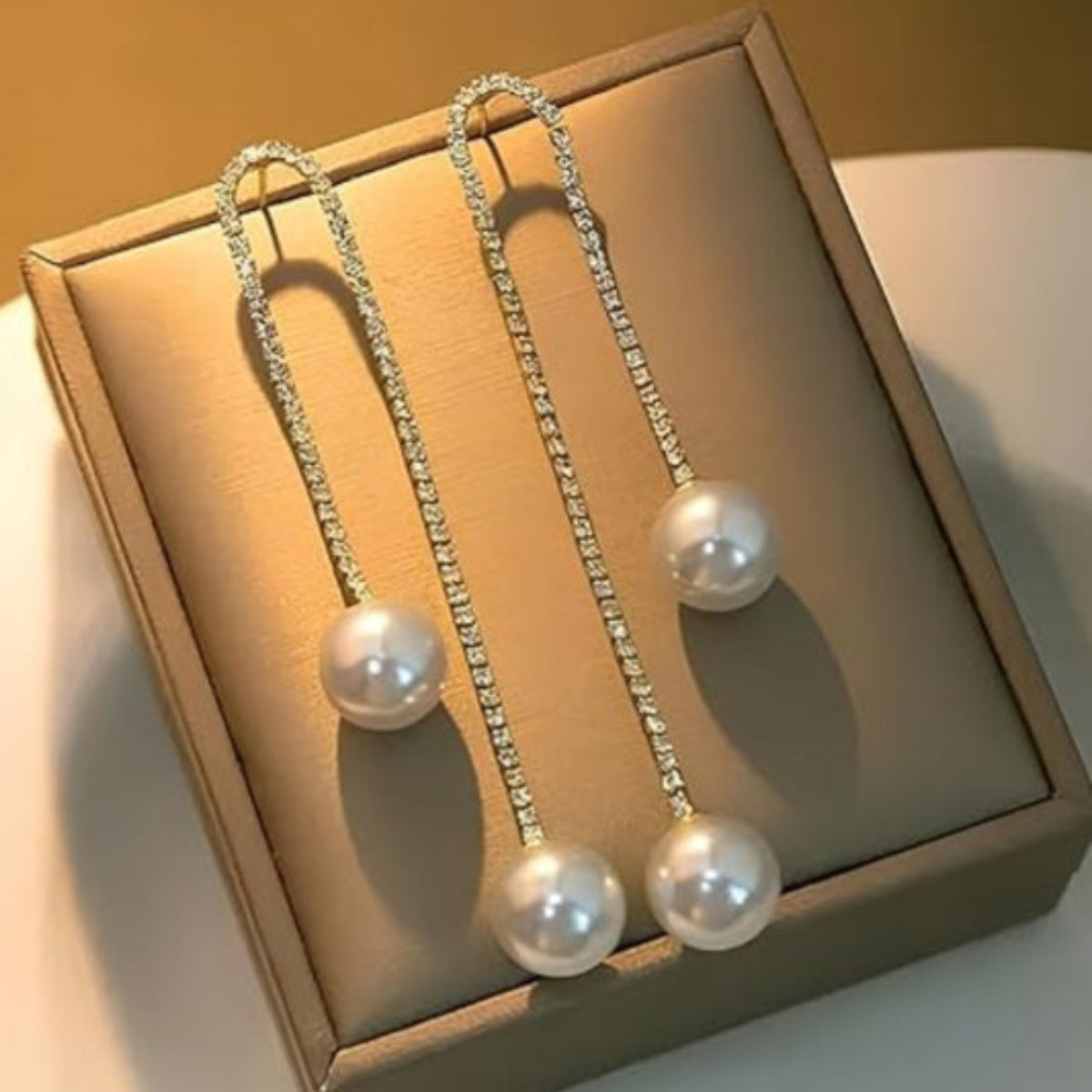 U Pearl Drop Party Dangler - Silver crystal