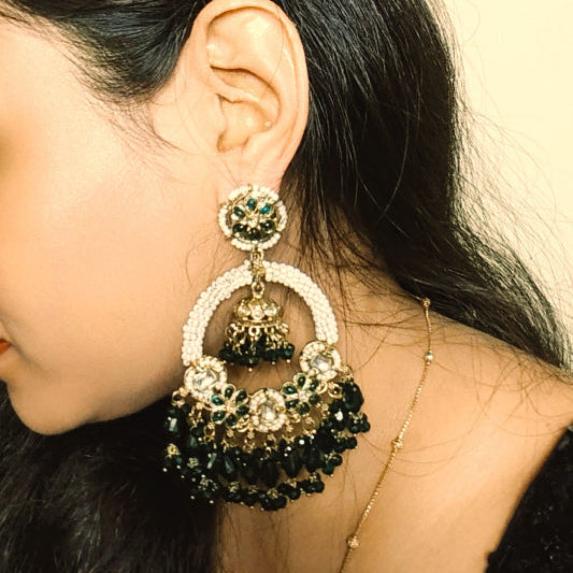 KAALI JHUMKA IN EMERALD GREEN