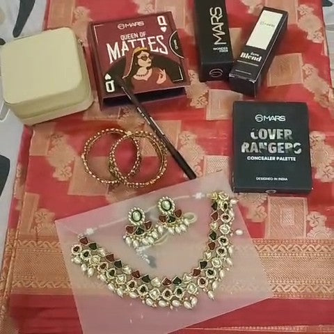 Quirrky Multicolour Petal  necklace set- Kundan